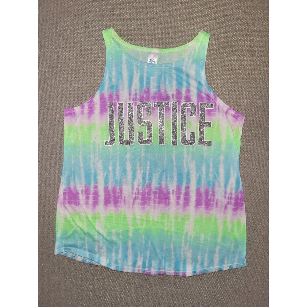 Justice Size 12 Girls Tie-Dye Tank Top with Glitter Logo
